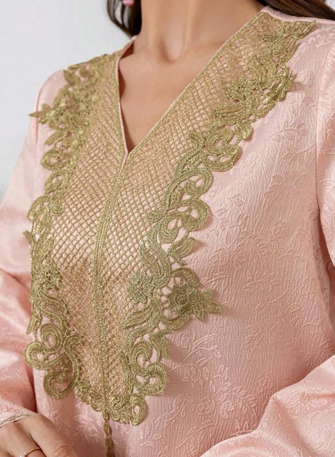 تايك تو جلابية جاكارة مع رقعة دانتيل